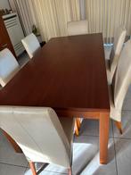 Eettafel kersenhout (1m x2m) verstelbaar naar 3m en stoelen, Huis en Inrichting, Tafels | Eettafels, Ophalen, Zo goed als nieuw