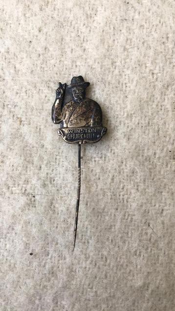 Badge à épinglette en argent Winston Churchill, Enlèvement, Comme neuf