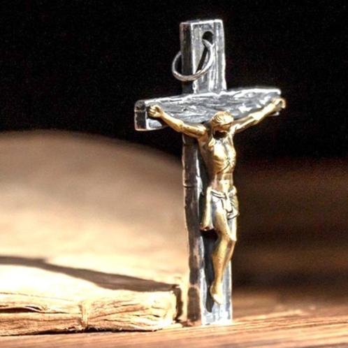 Prachtig Jezus kruis - 925 Sterling zilver, Bijoux, Sacs & Beauté, Pendentifs, Neuf, Argent, Argent, Croix ou Symbole, Envoi