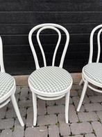Set van 4 vintage bistrostoelen – wit met geruite zitting, Tuin en Terras, Ophalen, Zo goed als nieuw