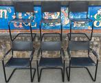 6x zwarte stoelen mart & stam 3x met armleuning setprijs, Ophalen