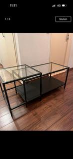 Salontafel Ikea glas en zwart, Huis en Inrichting, Tafels | Salontafels, Ophalen, Zo goed als nieuw, Glas