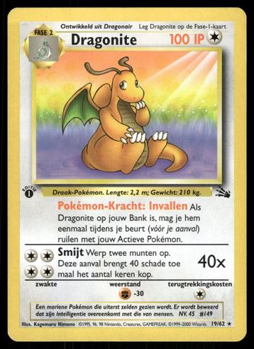 Dragonite 19/62 - Fossil (1st edition) (NL) (NM) beschikbaar voor biedingen