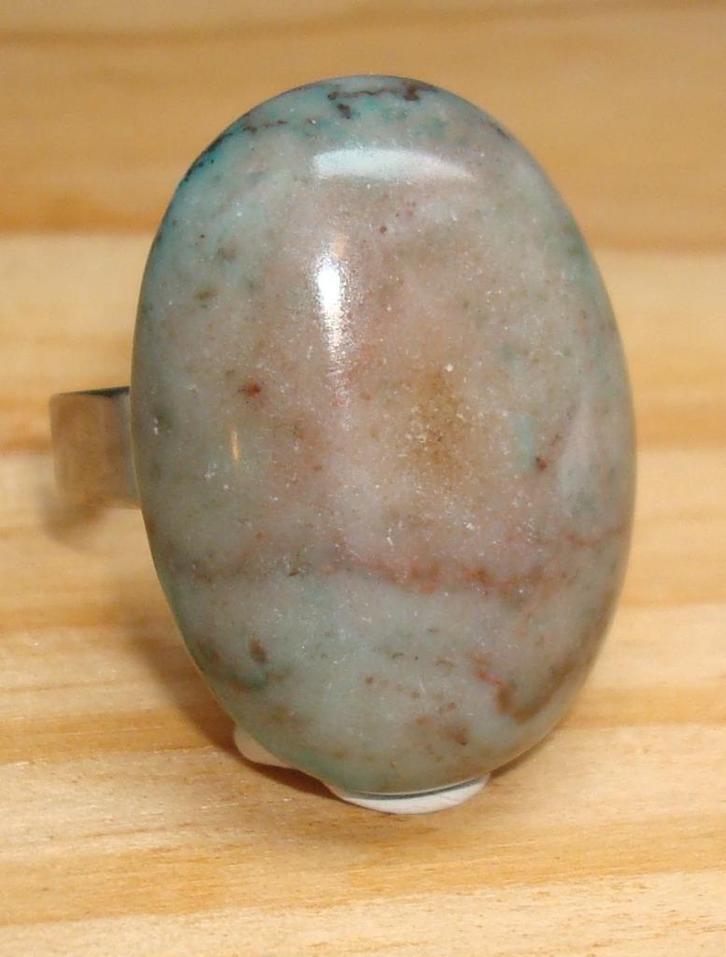 Verstelbare RVS ring met jaspis RVSRing108, Handtassen en Accessoires, Ringen, Nieuw, IJzer of Staal, Met edelsteen, Verzenden