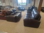BRUINE BUFFELLEDEREN SALON 3 EN 2 ZIT, Ophalen, Gebruikt, Leer