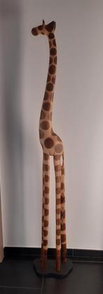 Grote decoratieve houten giraffe 1m80, Wild dier, Zo goed als nieuw, Beeldje of Figuurtje, Ophalen