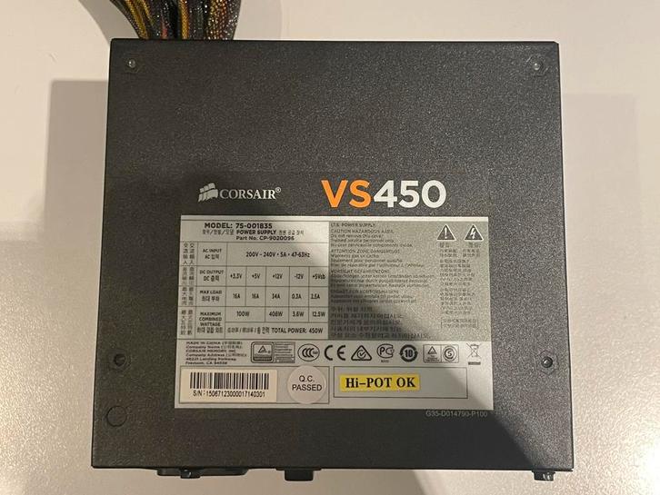 Corsair VS 450, Computers en Software, Interne voedingen, Zo goed als nieuw, Ophalen of Verzenden