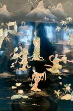 WONDERFUL 3 VINTAGE LACQUERED MOTHER PEARL INLAY   CRAVED, Antiek en Kunst, Ophalen