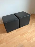 Set van 2 poefs in skai, Huis en Inrichting, Ophalen, Minder dan 50 cm, Gebruikt, Vierkant