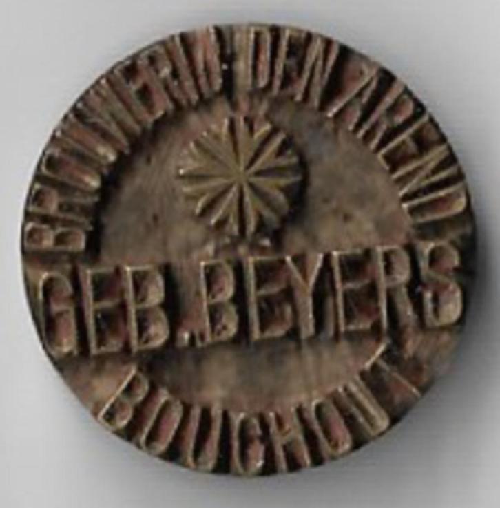 oude stempel BROUWERIJ DEN AREND - GEB.BEYERS - BOUCHOUT, Verzamelen, Biermerken, Ophalen of Verzenden
