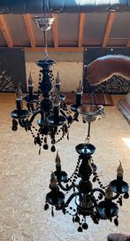 2 zwart glazen lusters 1=70 € 2=130€, Huis en Inrichting, Lampen | Kroonluchters, Gebruikt, Ophalen