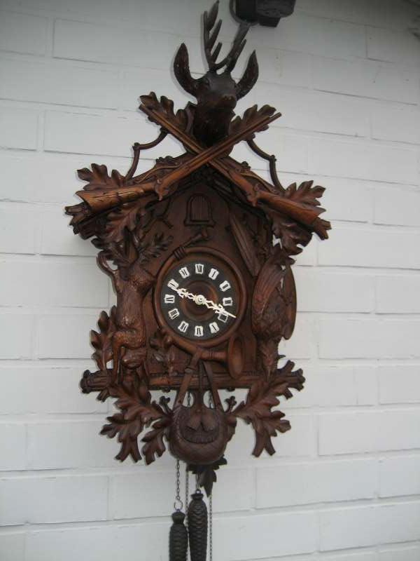 Speciale Koekoeksklok met emaille cijfers rond 1900., Antiek en Kunst, Antiek | Klokken, Ophalen of Verzenden