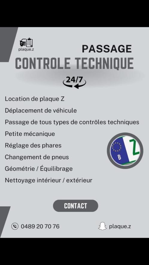 Contrôle technique - Location Plaque Z, Auto diversen, Auto-accessoires, Nieuw, Ophalen