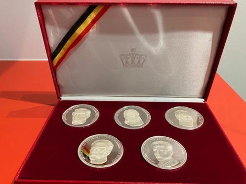 Proof Serie van de Belgische Koningen penningen 925 zilver, Postzegels en Munten, Penningen en Medailles, Zilver, Ophalen