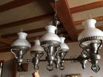 Tinnen luster met 6 lampenkappen de Boutsfort, Enlèvement, Utilisé
