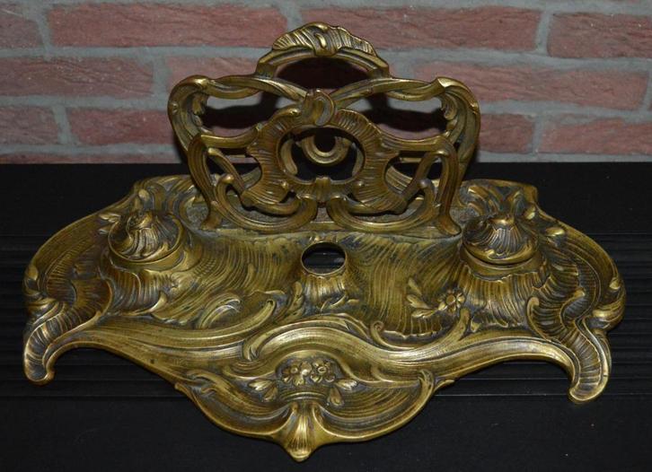 Set d'encres en laiton antique 40 x 25 cm, Antiquités & Art, Antiquités | Bronze & Cuivre, Cuivre, Enlèvement ou Envoi