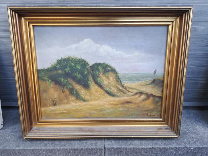 Huile sur toile les dunes signe de beckers, Antiek en Kunst, Kunst | Schilderijen | Klassiek, Ophalen of Verzenden