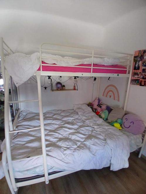 stapelbed 3 personen wit metaal, Huis en Inrichting, Slaapkamer | Stapelbedden en Hoogslapers, Gebruikt, Stapelbed, 140 cm, 200 cm