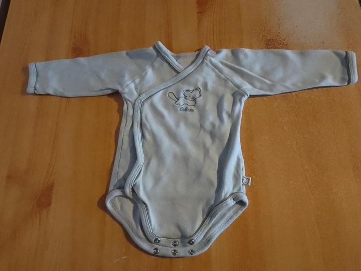 Wikkelbody baby Kokinou maat 56 , met drukknopen en katje, Kinderen en Baby's, Babykleding | Maat 56, Gebruikt, Jongetje of Meisje