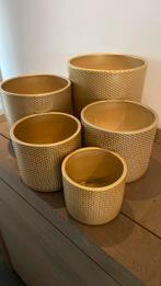 5 delige gouden bloempotset, Tuin en Terras, Bloempotten, Ophalen, Zo goed als nieuw