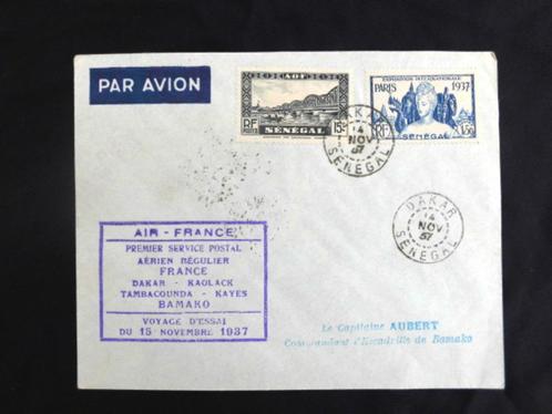 France - Senegal : 1e luchtpost / Voyage aero d'essai 1937, Postzegels en Munten, Postzegels | Afrika, Overige landen, Ophalen of Verzenden