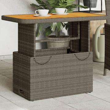 Tuintafel LIFT 90X55X71 Cm Poly Rattan En Acaciahout Grijs beschikbaar voor biedingen