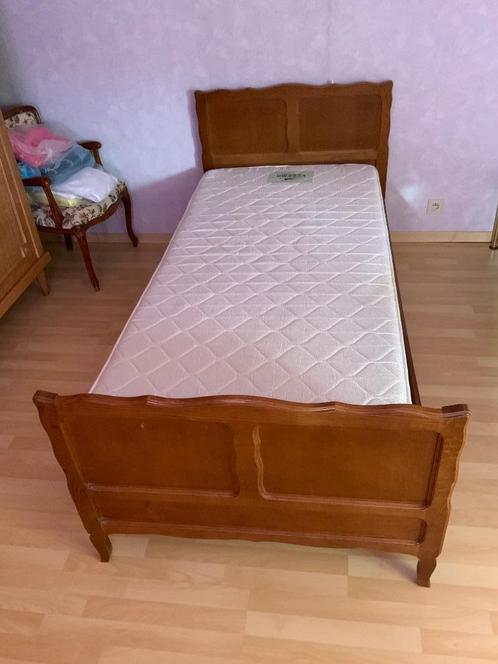 Lit 1 personne, Huis en Inrichting, Slaapkamer | Bedden, Gebruikt, Eenpersoons, 90 cm, 200 cm, Hout, Bruin, Ophalen