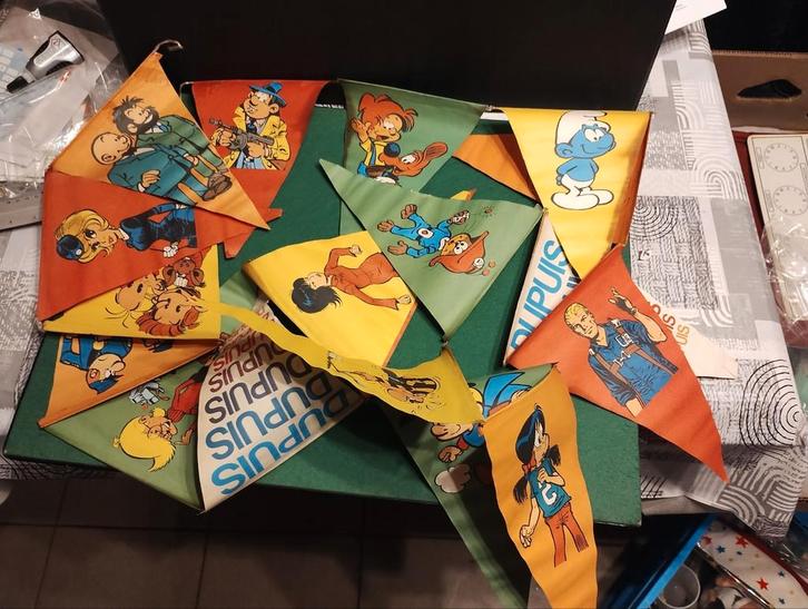 dupuis oude reclame slinger jaren 60. stripfiguren, Verzamelen, Stripfiguren, Gebruikt, Plaatje, Poster of Sticker, Smurfen, Ophalen of Verzenden