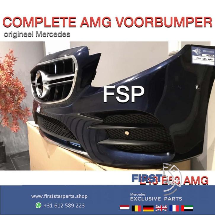 W213 E Klasse 2016-2020 AMG VOORBUMPER COMPLEET BLAUW ORIGIN, Auto-onderdelen, Carrosserie, Bumper, Mercedes-Benz, Voor, Gebruikt