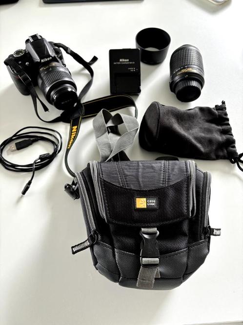 Nikon D3100 + 18-55 mm + 55-200 mm + beschermtas, TV, Hi-fi & Vidéo, Appareils photo numériques, Comme neuf, Reflex miroir, Nikon