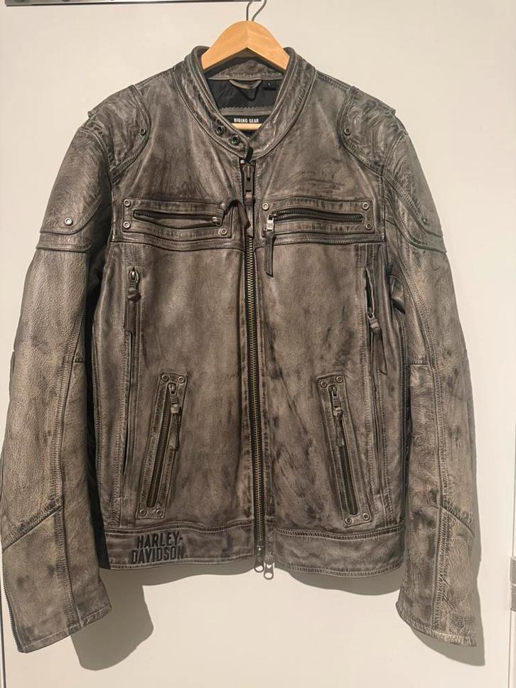 Motorvest Harley Davidson, grijs leder, Large, Motoren, Kleding | Motorkleding, Jas | leer, Heren, Nieuw zonder kaartje, Ophalen