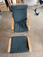 Ikea Poang Stoel met voetbank, donker  blauw kleur, Ophalen, Gebruikt