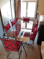 Table en verre et 6 chaises en fer forgé, Enlèvement, Utilisé, Verre et fer forgé, 4 à 6 chaises