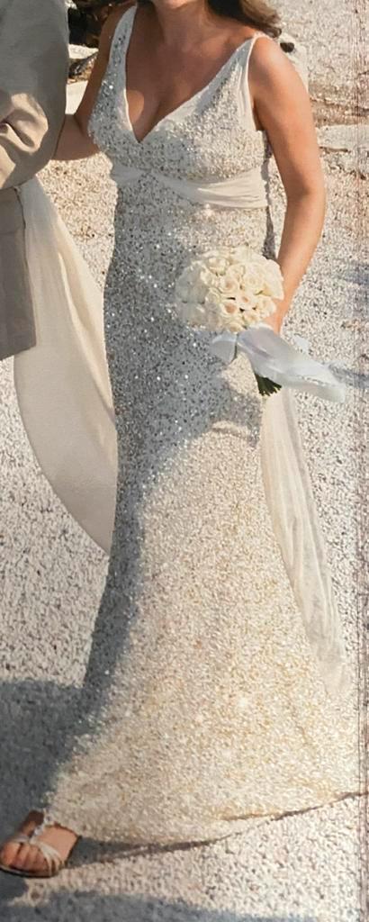 Pronovias Trouwjurk, Kleding | Dames, Trouwkleding en Trouwaccessoires, Zo goed als nieuw, Trouwjurk, Beige, Ophalen of Verzenden