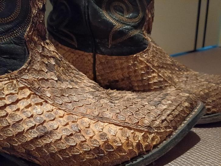 Cowboyboots Texas in slangenleder, handgemaakt,  maat 39., Kleding | Dames, Schoenen, Zo goed als nieuw, Ophalen