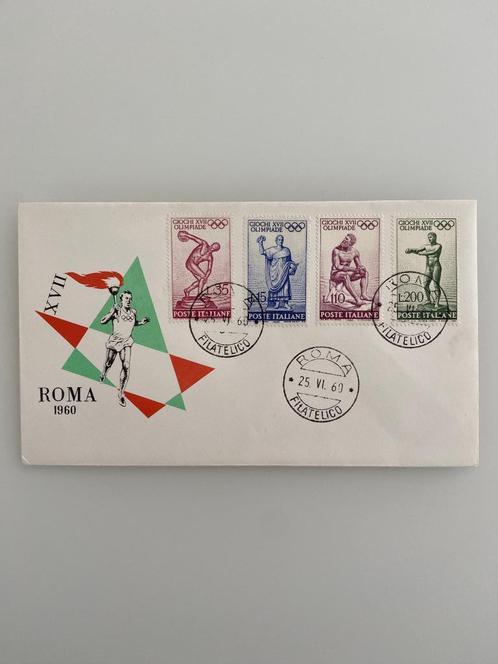 Timbre Enveloppe Premier Jour Italie Roma Olimpiade 1960, Timbres & Monnaies, Timbres | Europe | Italie, Affranchi, Enlèvement ou Envoi