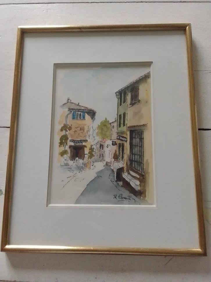 Schilderlijst van Saint Paul de Vence van JR Florenti, Antiek en Kunst, Kunst | Schilderijen | Klassiek, Ophalen of Verzenden