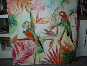 Schilderij met twee Papegaaien, Mooi voor in elk interieur beschikbaar voor biedingen