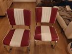 2 Retro Bel Air Stoelen - Rood en Wit - Gebruikt, Huis en Inrichting, Ophalen, Gebruikt, Twee, Leer