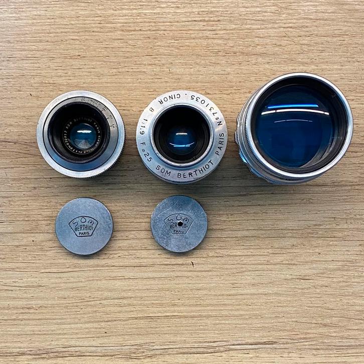 Som Berthiot Cinor, 17mm f1.5, 25mm f1.9, 75mm f2.5, C-mount, TV, Hi-fi & Vidéo, Photo | Appareils professionnels, Enlèvement ou Envoi
