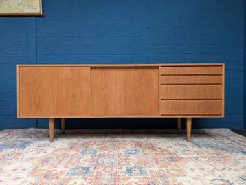 Vintage eiken lowboard, Deens midcentury design beschikbaar voor biedingen