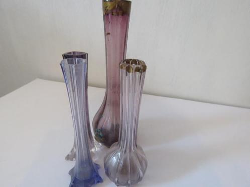 Lot de 4 vases à fleurs Solifleur vintage bleu-violet, Antiquités & Art, Curiosités & Brocante, Enlèvement ou Envoi