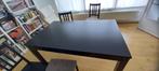 IKEA bruin zwarte uitschuifbare tafel met 4 stoelen, Ophalen, Gebruikt, 100 tot 150 cm, Eikenhout