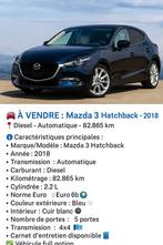 MAZDA 3 VOLLEDIGE OPTIE, Auto's, Mazda, Automaat, 4 cilinders, Leder, Particulier