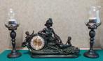 zware schouwgarnituur + 2 kandelaars, Antiek en Kunst, Ophalen