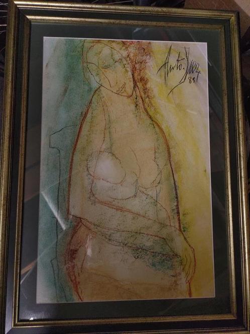 schilderij 'moeder en kind' van Anto Diez ., Antiek en Kunst, Kunst | Etsen en Gravures, Ophalen