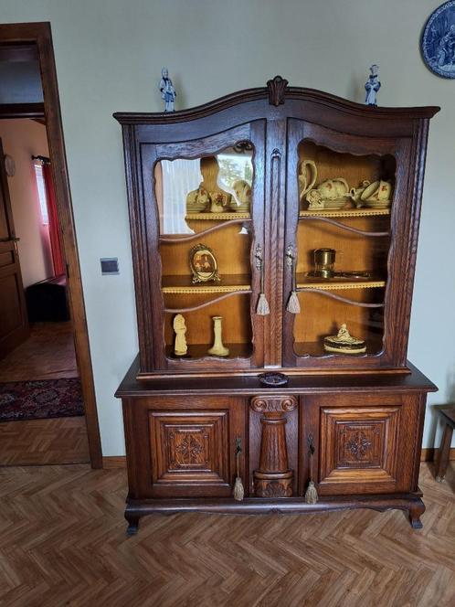 vintage porseleinkast, Maison & Meubles, Armoires | Vitrines, Comme neuf, 150 à 200 cm, 150 à 200 cm, 50 à 75 cm, Avec porte(s)