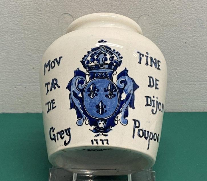 Moutardier Poupon gris Sarreguemines, Antiquités & Art, Antiquités | Céramique & Poterie, Enlèvement ou Envoi