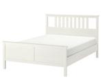 Lit complet IKEA HEMNES blanc avec sommier 140x200cm à 255 €, Maison & Meubles, Comme neuf, Bois, Enlèvement, Une personne