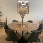 Knoll Eero Saarinen geïnspireerd Emperador marmeren tafel, Huis en Inrichting, Ophalen, Modern Design, Rond, Zo goed als nieuw